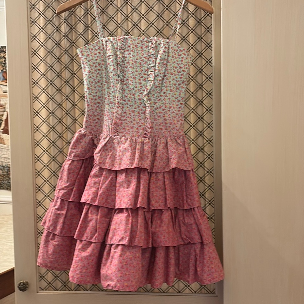 Betsey Johnson Floral Ombre Corset Ruffle Tulle Cotton Blend Dress. Size 0